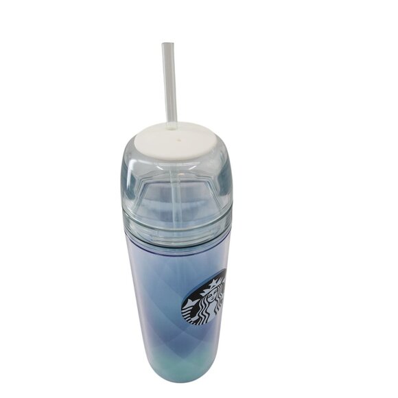 Starbucks 16 Oz Gradient Blue Double-Wall Acrylic Tumbler With Straw & Lid - Picture 3 of 7